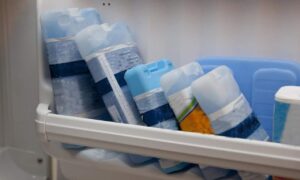 Ice packs in the freezer