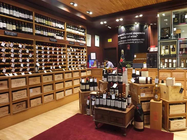 Wine store at Dubai Duty Free at Dubai International Airport in the UAE