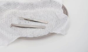 two sterile tweezers