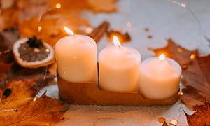 Autumn leaves and candles