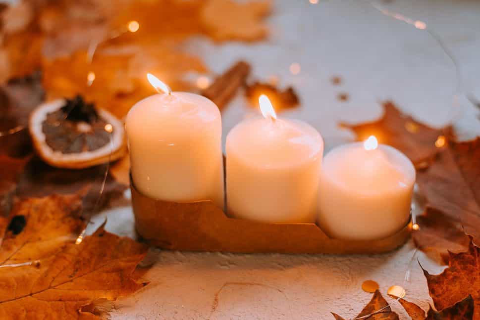 Autumn leaves and candles