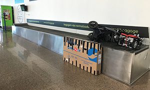 Bicycle in box at Faro airport Portugal