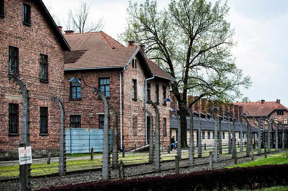 Brick barracks in concentration camp Auschwitz in Oswiecim Poland