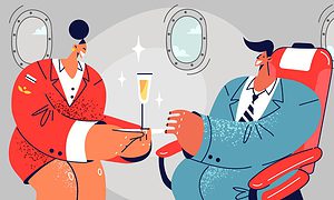 Champagne on a plane