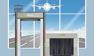 Airport security scanner at departures
