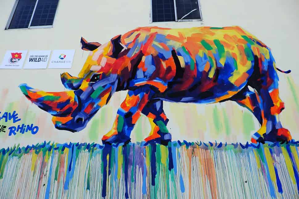 Rhinoceros mural in Saigon Vietnam