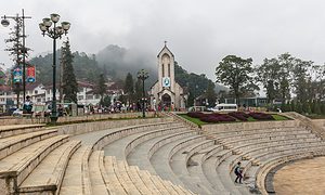 christian church in center of sa pa vietnam
