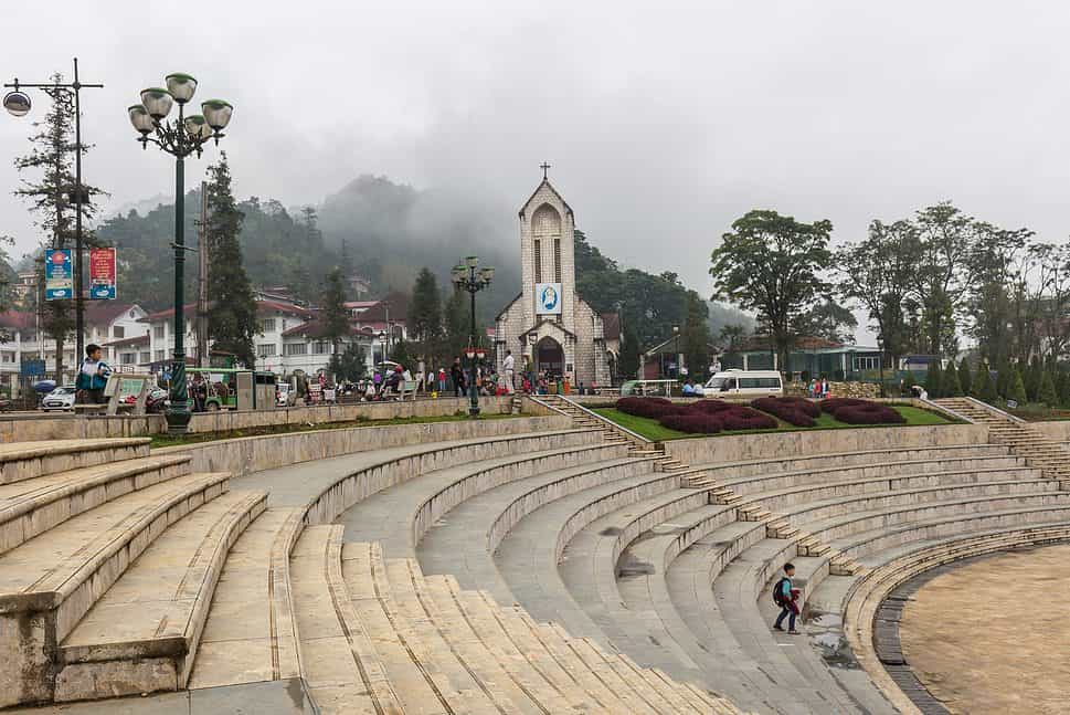 christian church in center of sa pa vietnam