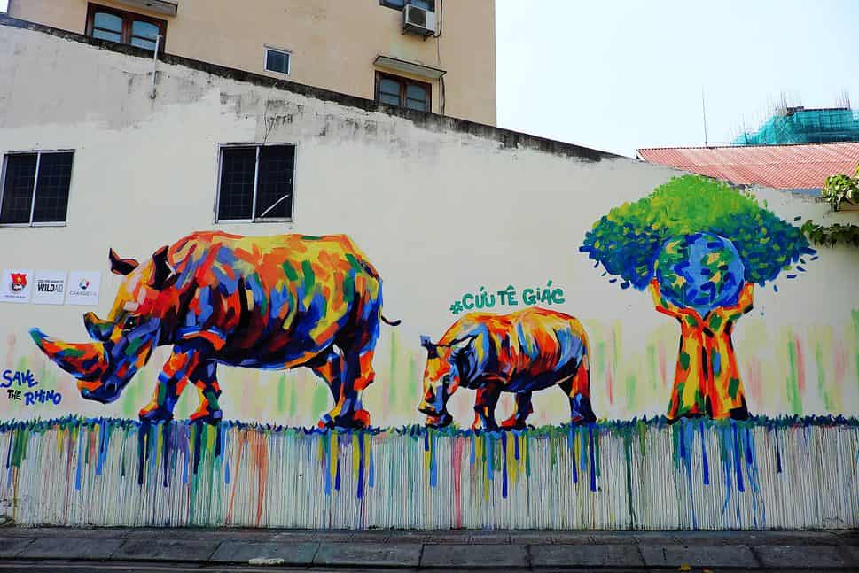 Rhinoceros painting in Ho Chi Minh city Vietnam