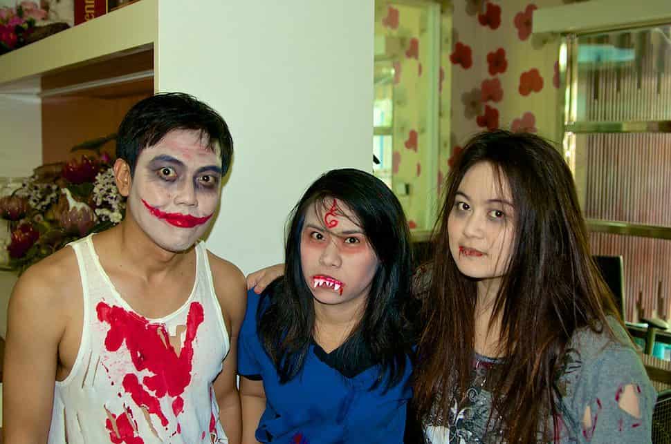 Thai office workers dressed up for Halloween