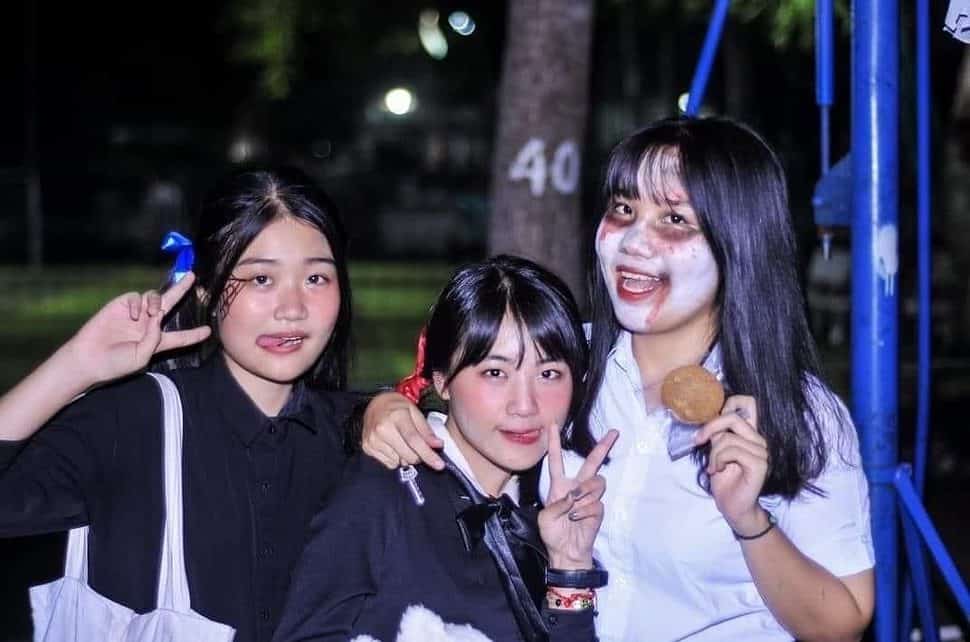 Vietnamese students at Nguyen Huu Cau High School in Halloween