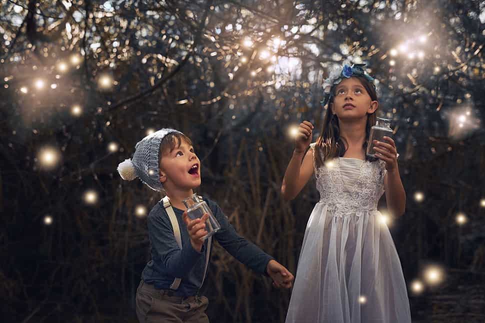 Children catching fireflies