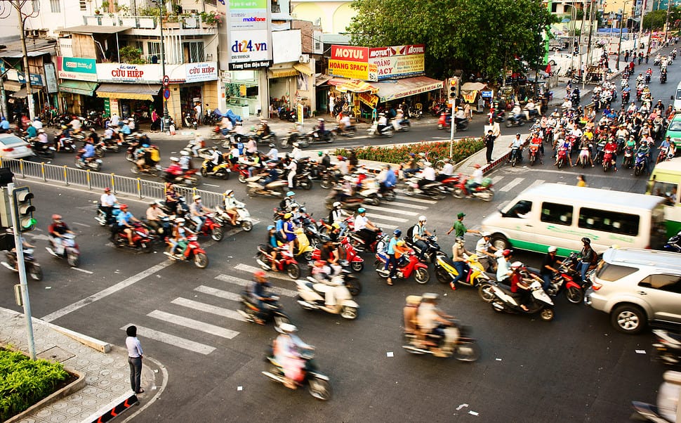 Busy intersection in Ho Chi Minh City, Vietnam
