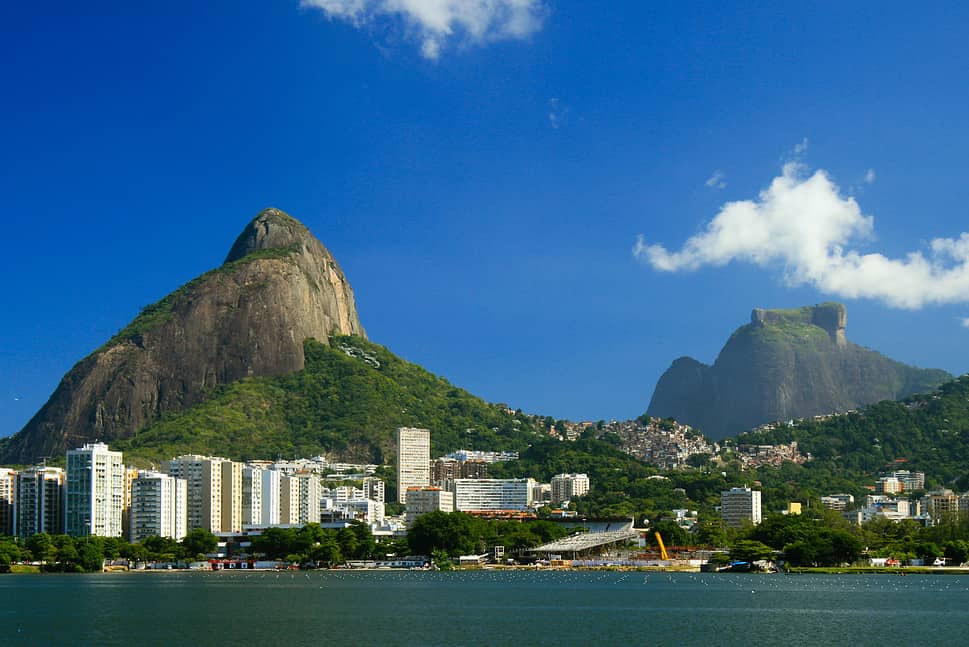 Lagoa Rodrigo de Freitas in Rio de Janeiro with the Pedra da Gavea in the background