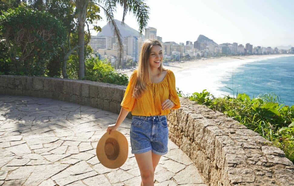 Woman Walking On Lookout In Rio De Janeiro, Brazil